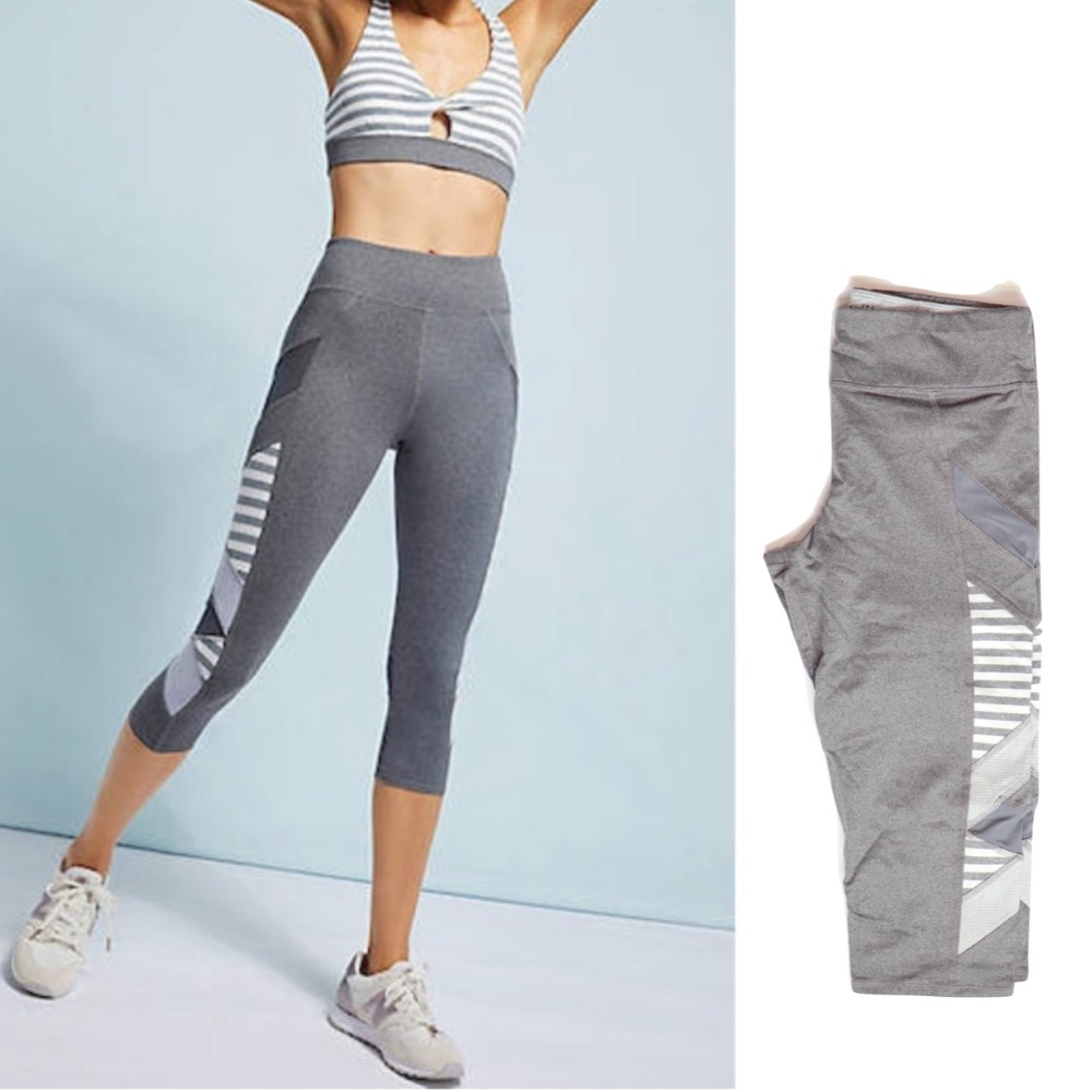 NWOT Splendid grey capri leggings with striped side panel